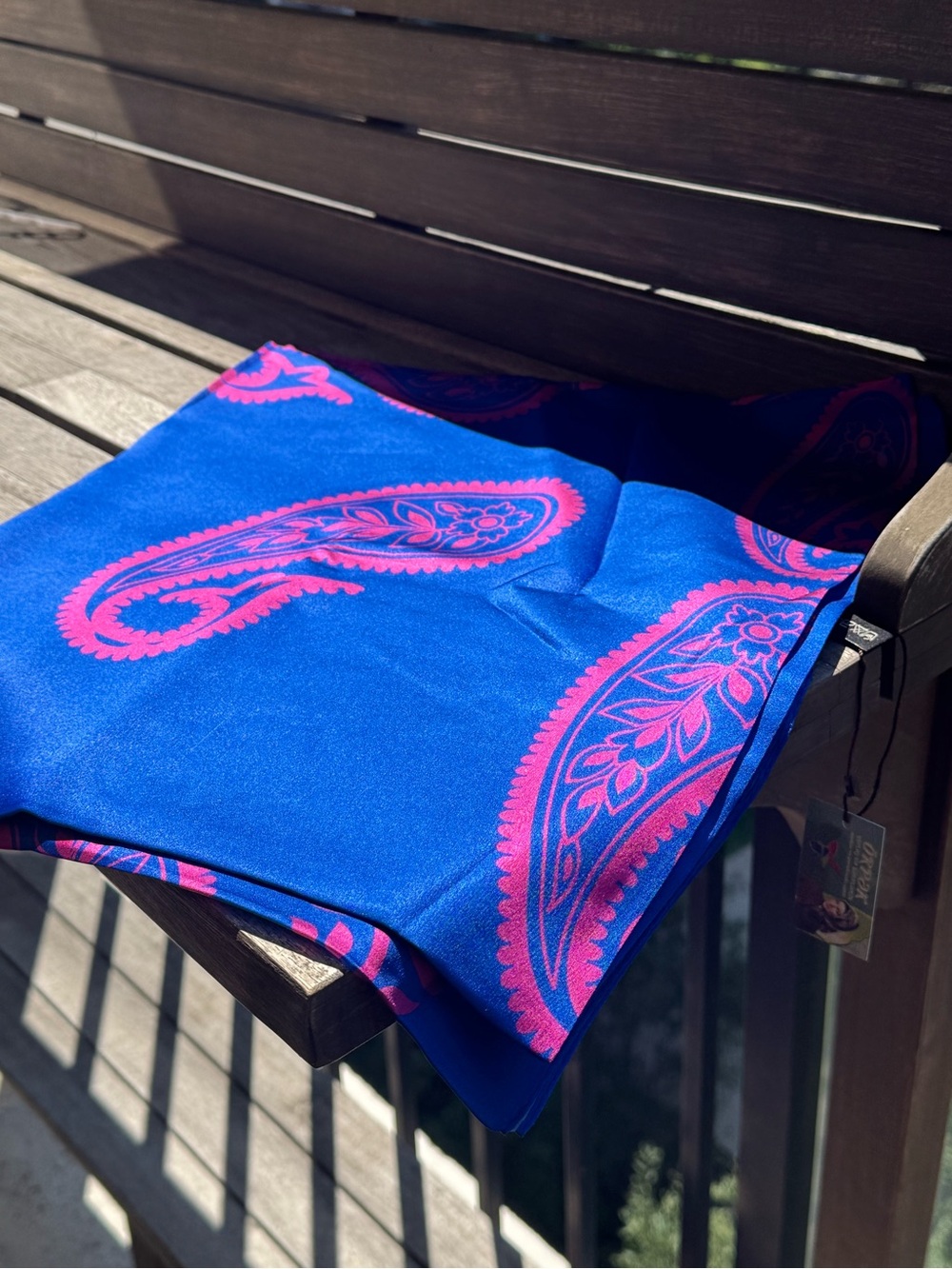 Vibrant Royal Blue & Hot Pink Paisley Silk Scarf
